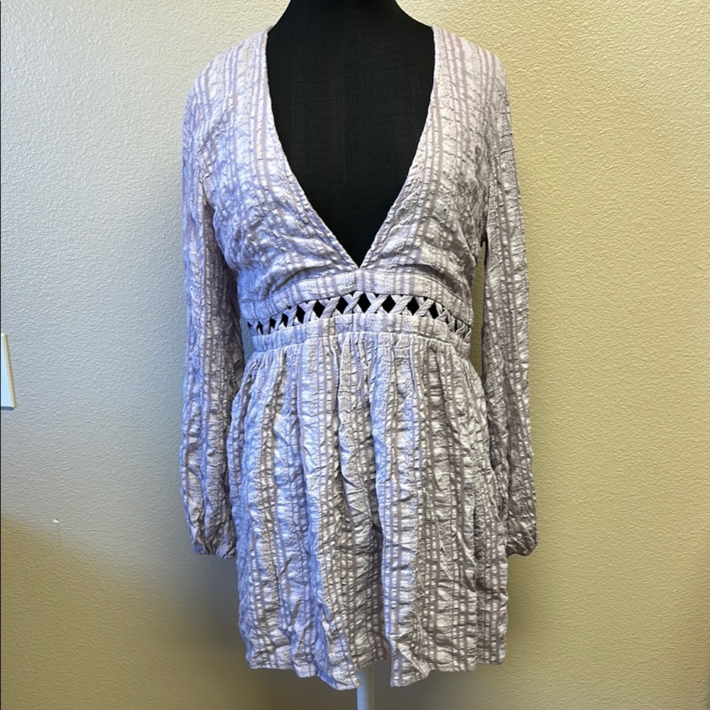 Peach Love California Long Sleeve Dress - Cream